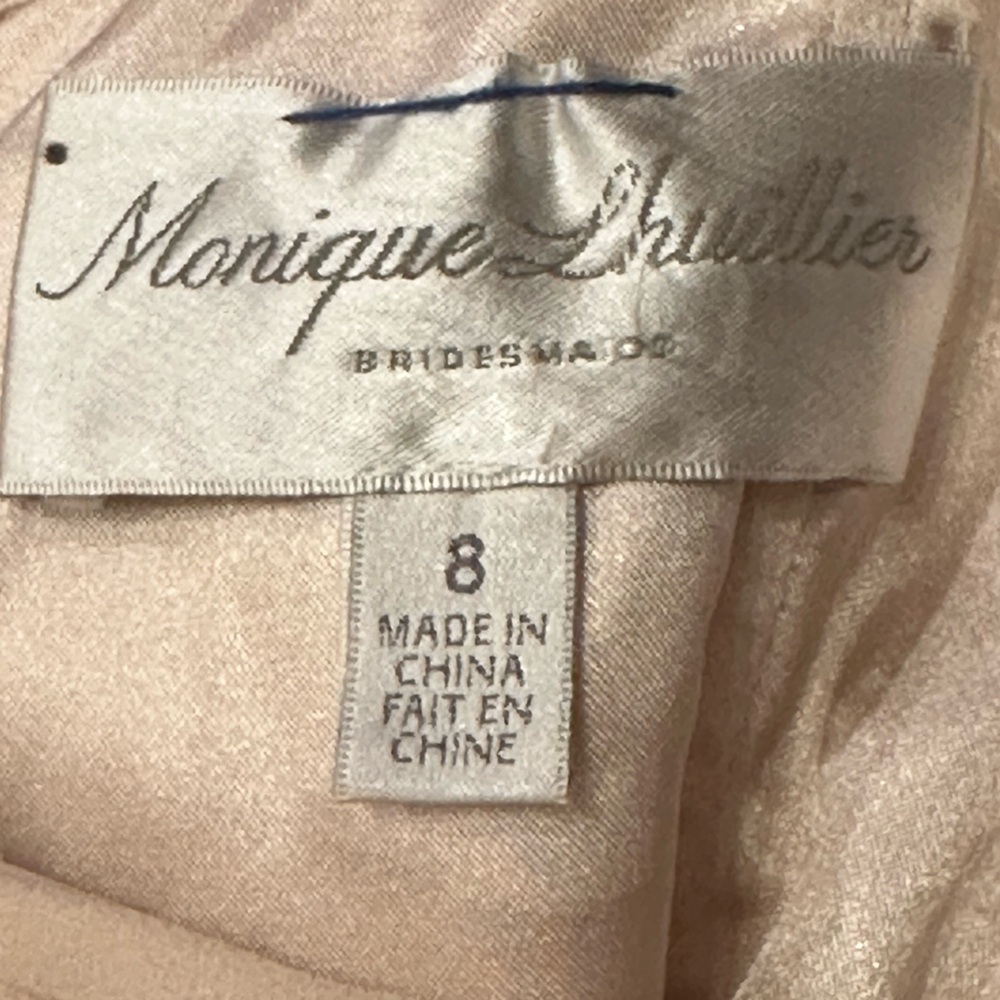 Monique Lhuillier Bridesmaids Strapless Chiffon Gown, Size 8. - Picture 4 of 6